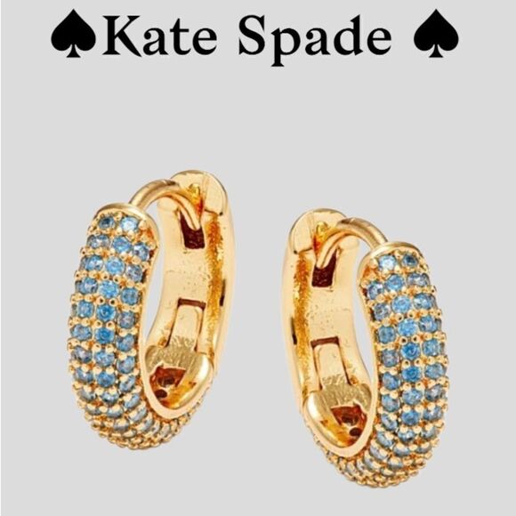 kate spade Jewelry - NWT Kate Spade Plated Brass & Cubic Zirconia Huggie Earrings J